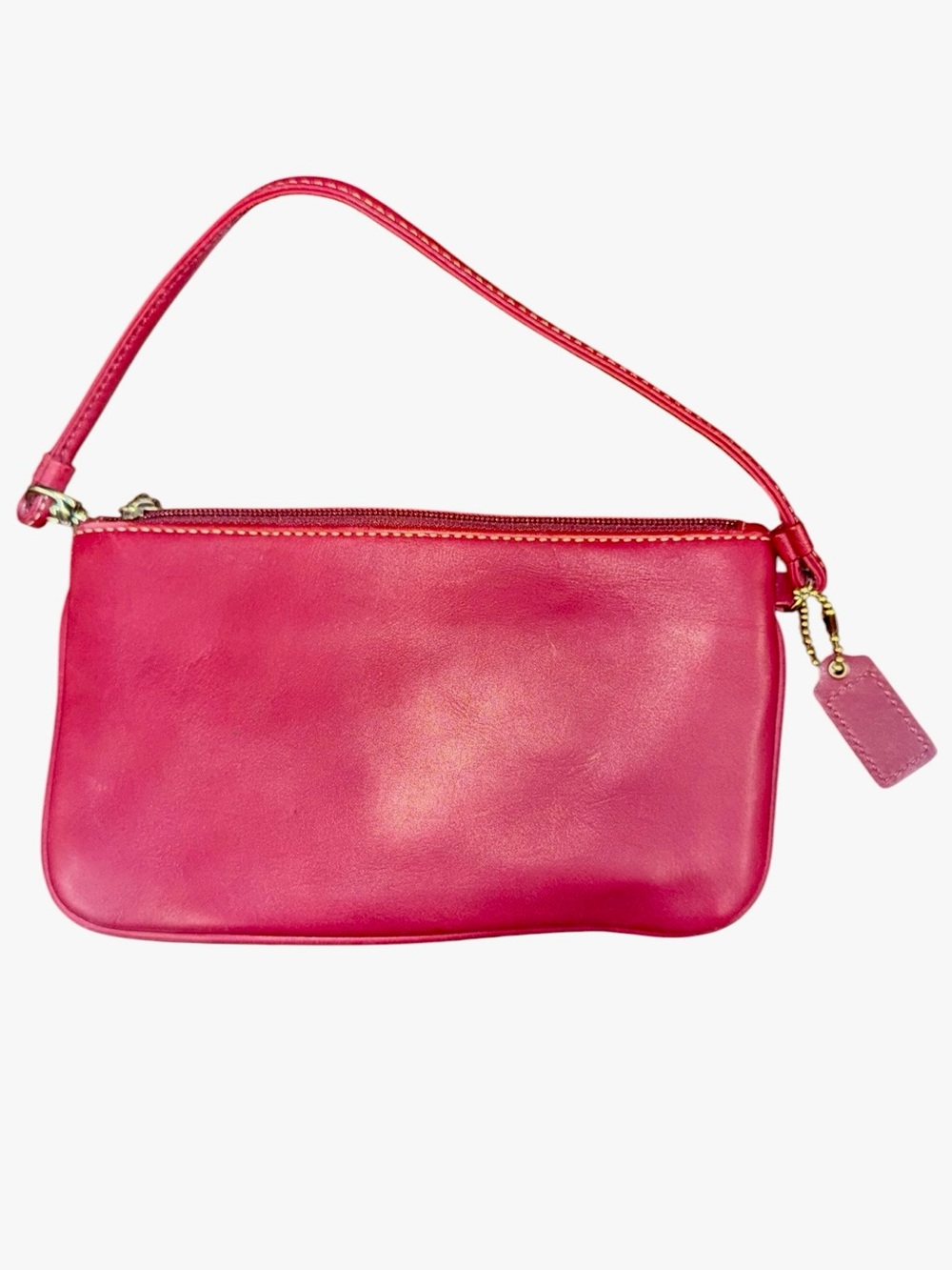 Coach Leather Wristlet Wallet Burgundy with Silver Buckle Zip Hardware - Picture 7 of 7
